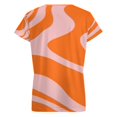 thumbnail image 6 of Abstract Orange Pink Wavy Design Women's Blouse Short Sleeve Women's Top T-Shirt Spring Summer Clothes, 6 of 7