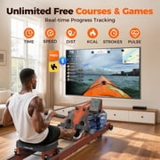 YOSUDA Foldable Water Rowing Machine for Home - 400LBS Capacity Rower with LCD Monitor & Bluetooth App, Solid Beech Wood, Space-Saving Design, Full-Body Workout