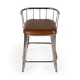 thumbnail image 2 of Pemberly Row Contemporary Iron & Leather Counter Stool - Brown, 2 of 3