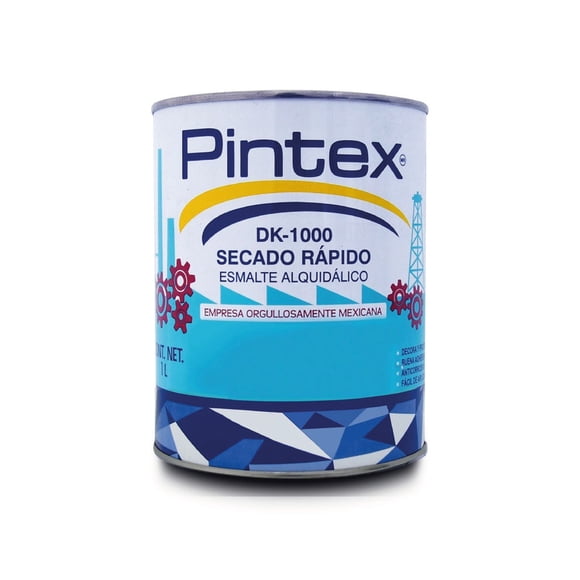 PINTEX | DK-1000 SR Esmalte Alquidálico de Secado Rápido 1 L | Brillante y Anticorrosivo | Alta Cobertura y Adherencia | Ideal para Proyectos Domésticos, Decorativos y de Mantenimiento (NEGRO)