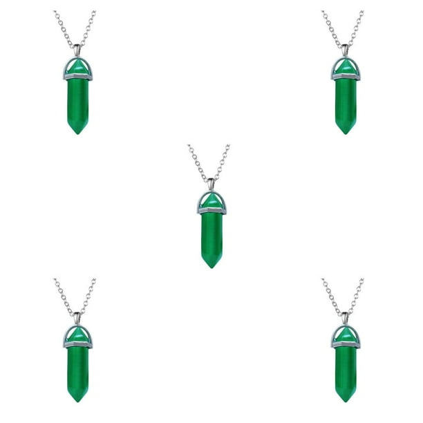 Qarigey Hexágono Columna Encanto Mujeres Colgantes Colgantes Amuletos de cristal puntiagudos para DIY Cadena Llaveros Decoraciones Verde Type2 NO2 Qarigey CBP468237