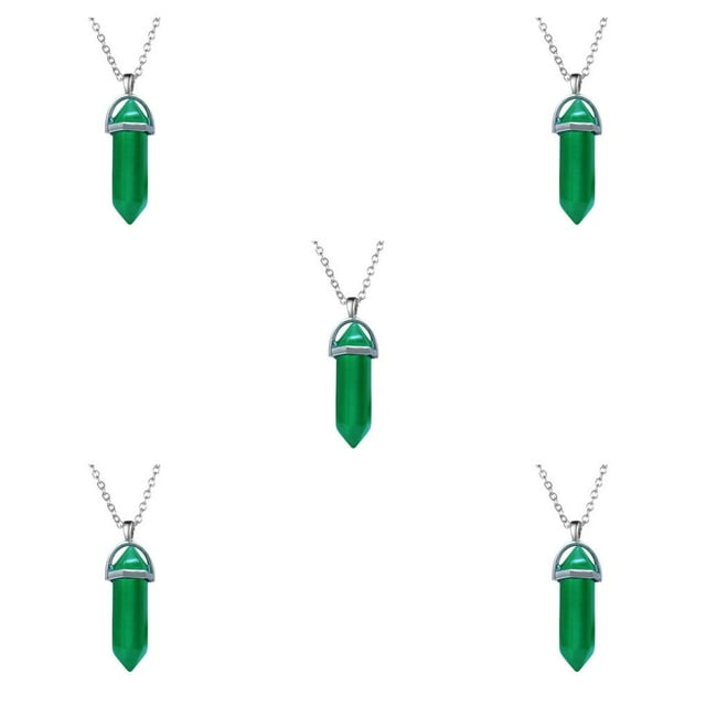 yingyy Hexagon Column Charm Exquisite Gifts Hanging Pendants Crystal Necklace Bracelet Earring Keychains Decorations Green 5Set