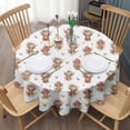 thumbnail image 3 of White Highland Cow Flower Butterfly Pattern Round Tablecloth 60"x60",Wrinkle Wipeable Table Cloth for Kitchen Dining Room Picnic Patio Party, 3 of 6