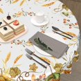 thumbnail image 3 of Fall Round Tablecloth, Harvest Table Cloth 60 inch, Halloween Table Cover for Fall Picnic and Thanksgiving Party, Maple Leaves and Pumpkin Decorations, 3 of 6