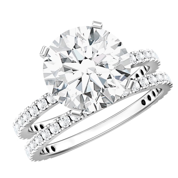 Rosec Jewels 4 Carat Moissanite Engagement Ring with Wedding Band (D-Vs1 Quality Certified), 925 Sterling Silver, US 4.00