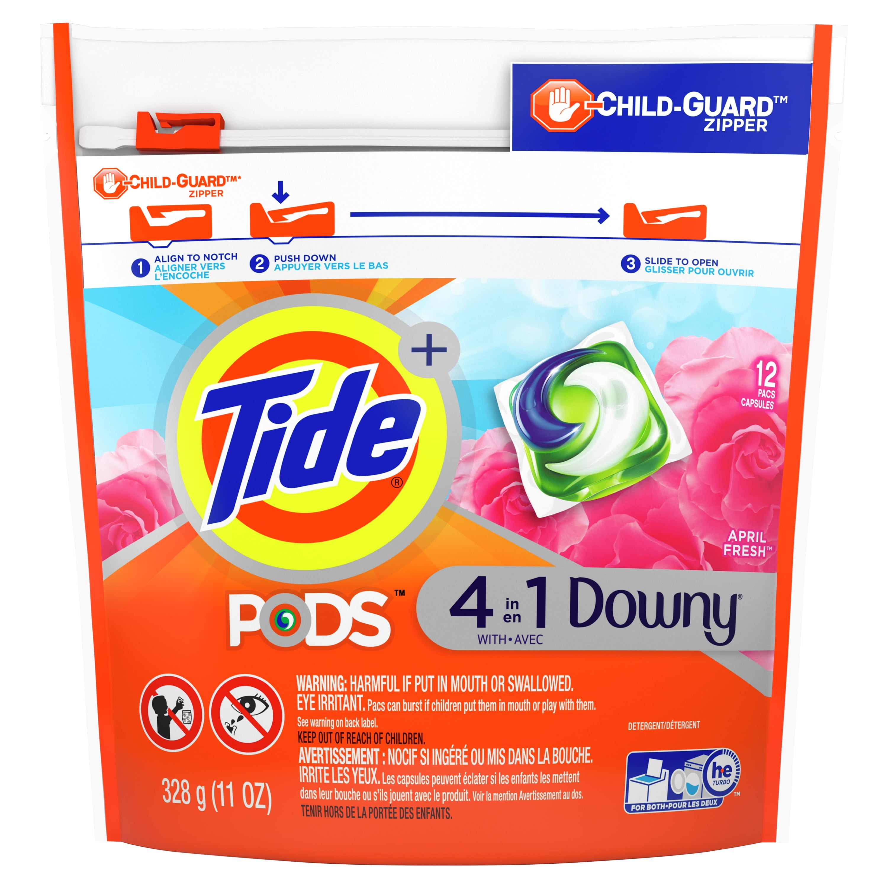 Tide Pods with Downy, Liquid Laundry Detergent Pacs, April Fresh, 12 Count