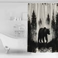thumbnail image 2 of Brown Bear Forest Silhouette Shower Curtain, 36" x 72", Vintage Animal Tree Waterproof Bathroom Curtain Washable Shower Curtain Set with 12 Hooks, 2 of 6