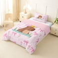 thumbnail image 2 of Erosebridal Cute Capybara Duck Twin Comforter Sets 3-Piece For Teens,Dreamy Bow Flowers Bedding Set For Kids Boy Girls,Pink Reversible, 2 of 7