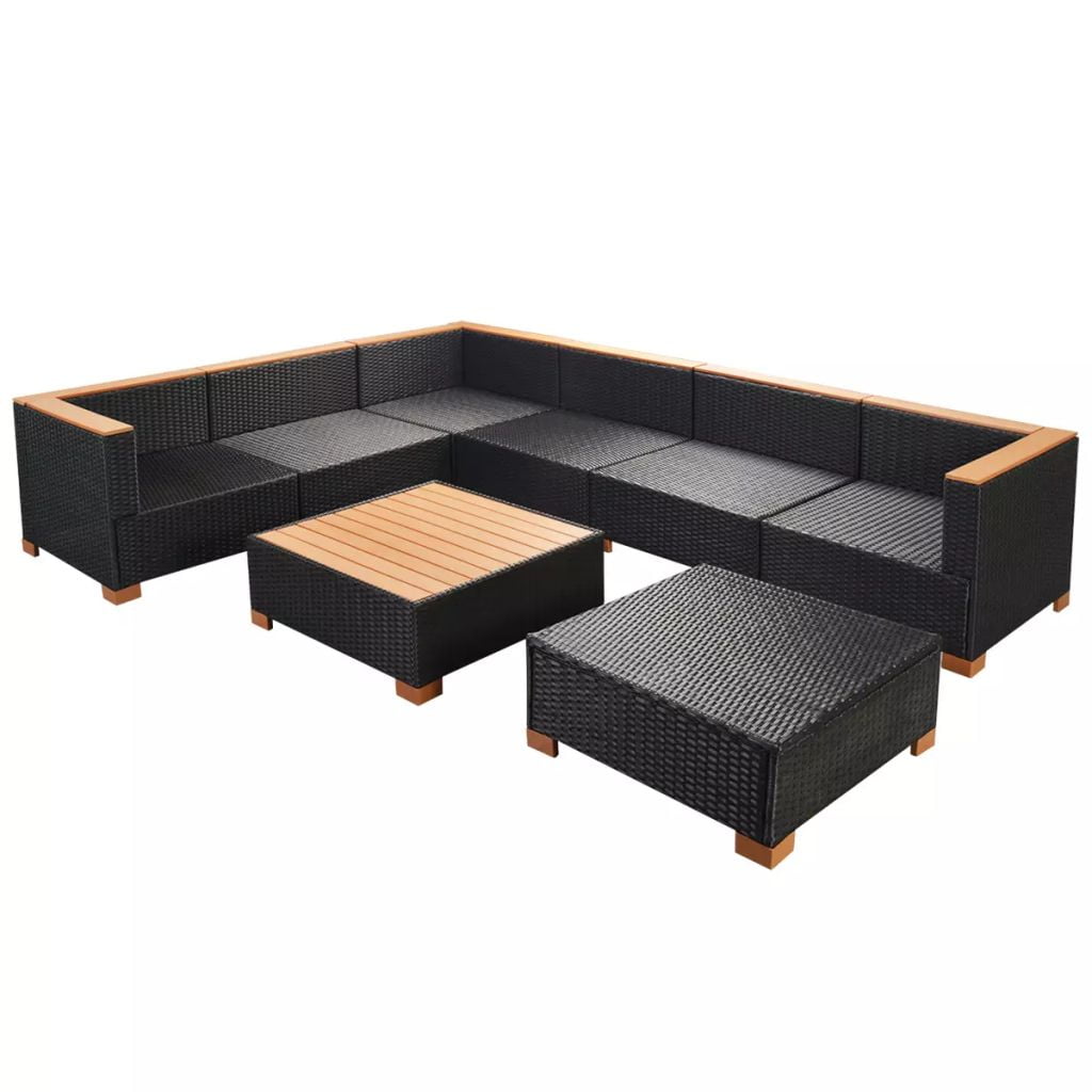 Kepooman 8 Pcs Outdoor Patio Rattan Sectional Chair Set with Cushions & Tea Table, Black Kepooman 8 Pcs Outdoor Patio Rattan Sectional Chair Set with Cushions & Tea Table, Black