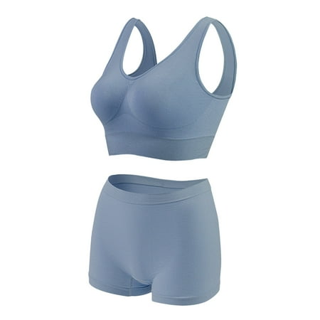 Clearance!Uooqdmx Lingerie for Women Plus Size Lingerie Sports Bra Fitness Running Yoga Vest without Rims Large Size Breathable Sports Bra Set Women s Lingerie  Sleep & Lounge Blue L
