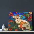 thumbnail image 3 of Gukieu Stained Glass Cat Art Print Canvas Decorative Hanging Painting, Waterproof Art Wall Decoration with Frame, Suitable for Living Room, Bedroom, 3 of 6