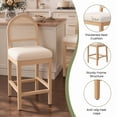 thumbnail image 5 of Hawsaiy Farmhouse Rattan Counter Height Bar Stools Set of 6, Chenille Upholstered Kitchen Island Chairs with Solid Wood Frame, Natural, 5 of 8