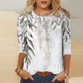 thumbnail image 2 of GERsome Womens Tops 3/4 Sleeve Shirts Crew Neck Loose Casual Blouses Floral Print Tshirts S-XXXL, 2 of 5