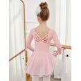 thumbnail image 2 of Oudiya Girls Long Sleeve Ballet Leotards with Shinny Skirts Criss-Cross Back Dance Dresses for Kids 3-11Y, 2 of 7