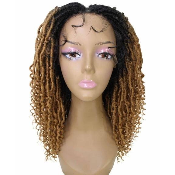 LUXLUXE Angel Curly Locs 20 in Long 4X4 Hand Tied Lace Braid Braided Wig, Beauty Heat Resistant Fiber,