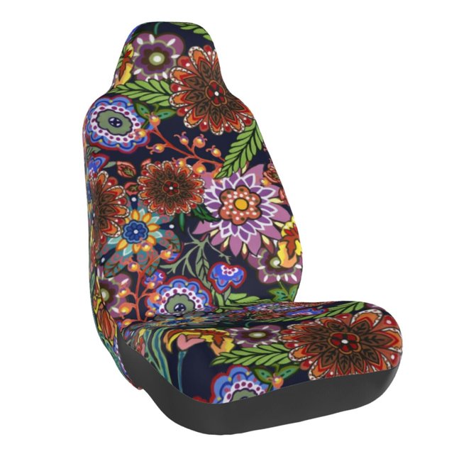 Balery Vintage Floral Funda de Asiento para Auto con Diseño - Cubierta Frontal Suave y Transpirable con Protector Antideslizante- 1 Unidad