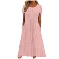 thumbnail image 2 of Summer Eyelet Dresses for Women Boho 2025 Trendy V Neck Short Sleeve Long Dress Casual Beach Vacation Outfits, 2 of 7