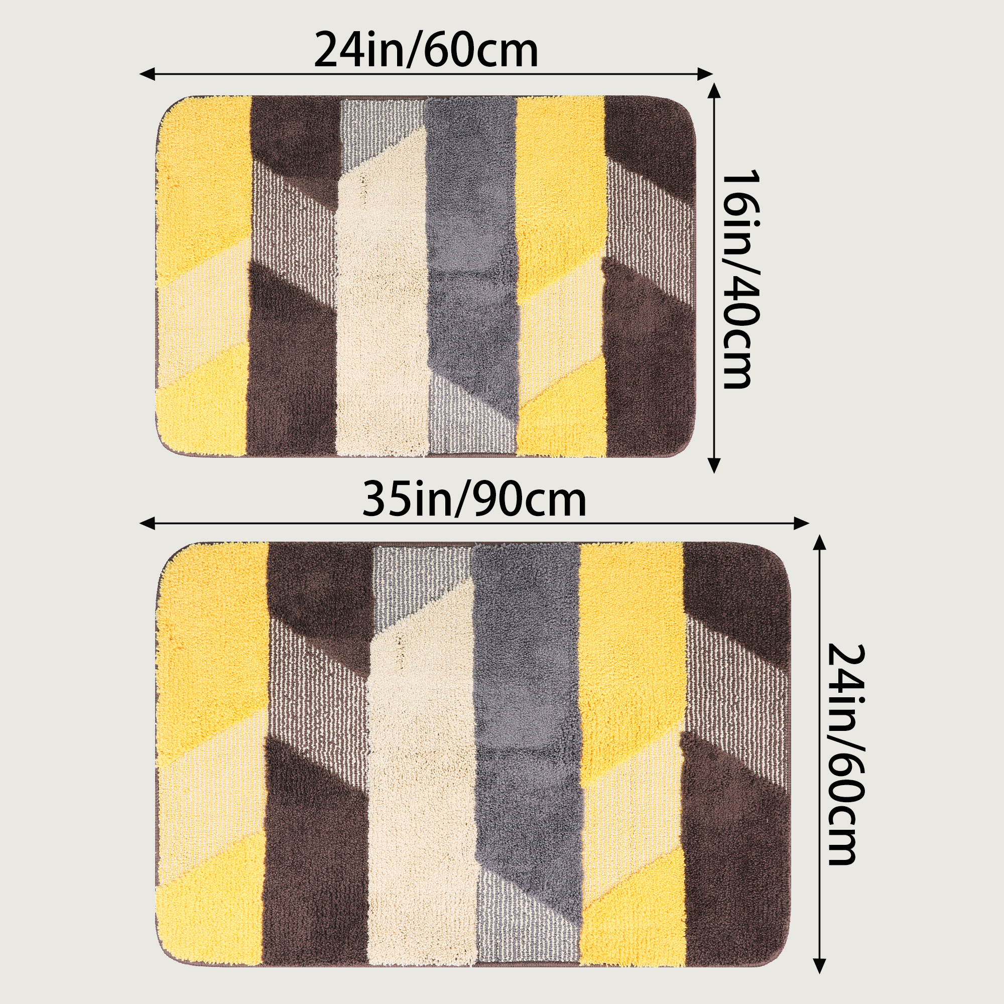 Unique Bargains Soft Bath Mat Non Slip Washable Rug Quick Dry Bath Rugs Brown 16" x 24"