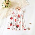 thumbnail image 4 of Ugoldhm Baby Girls Strawberry Print Lace Ruffle Sleeve Dress - Casual Summer A-Line Dress for Infants, 4 of 7