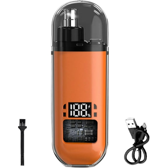 3in1,Ear and Nose Hair Trimmer Clipper - Professional Painless Eyebrow & Facial Hair Trimmer for Men Women, Battery-Operated Trimmer with Waterproof, Dual Edge Blades for Easy Cleansing (Orange)