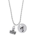 thumbnail image 1 of Delight Jewelry Silvertone LIVE Stamp Silvertone Script Initial Disc - F - Charm Necklace, 20"+3", 1 of 4