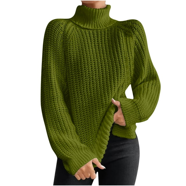 Yuyuzo Chandail d'Automne et d'Hiver pour Femmes, Col Roulé Uni, Tricot Torsadé, Manches Longues, Chandails, Hauts à Enfiler