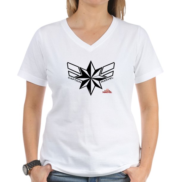 CafePress - CafePress - Captain Marvel T Shirt - Womens Cotton V-Neck T