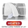 thumbnail image 3 of Sunbeam Heated Tartan Gray Throw Blanket Microplush Faux Shearling 4 Heat 50x70, 3 of 11