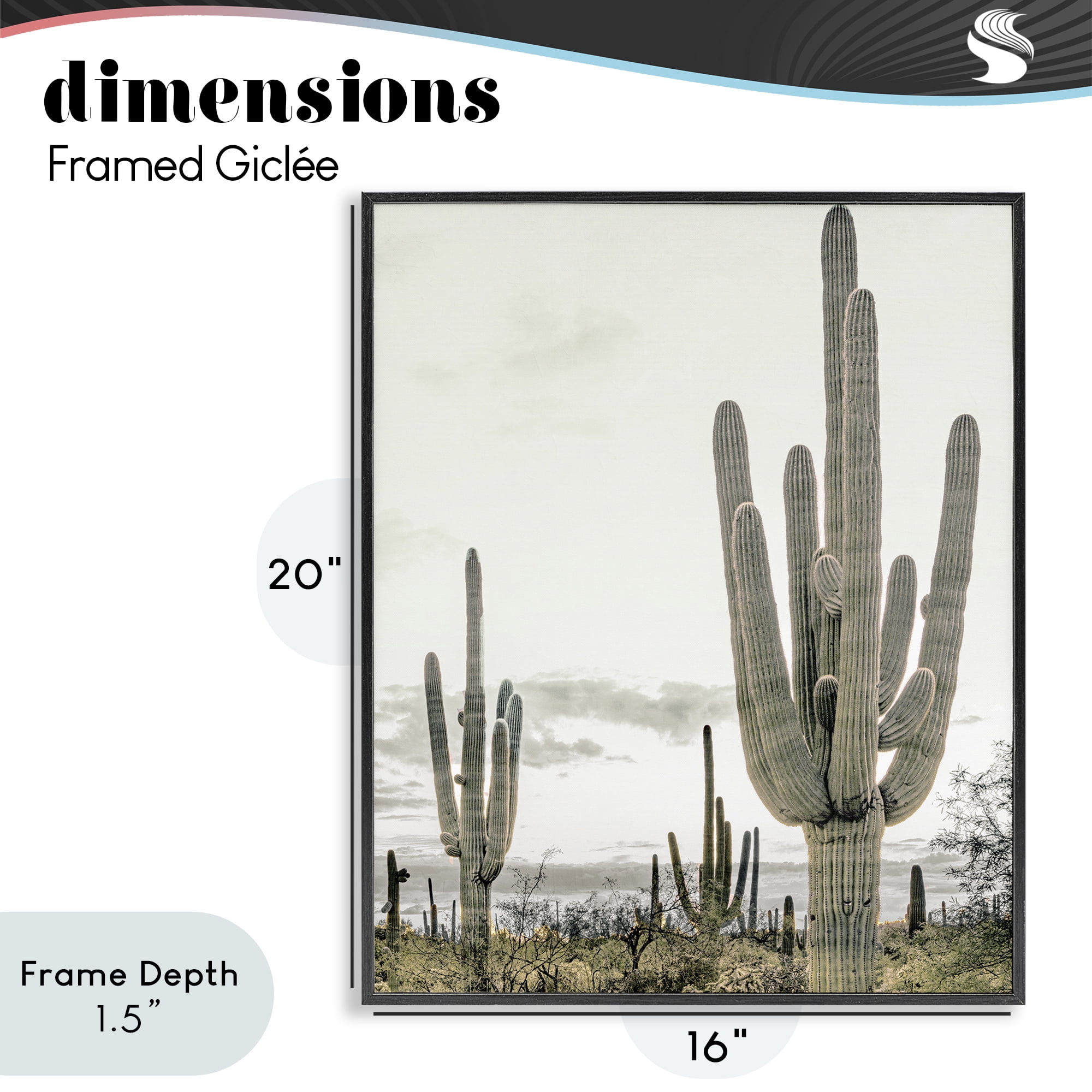 Stupell Industries Subdued Desert Cacti Black Framed Giclee Art, design by Kim Allen