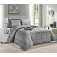 thumbnail image 1 of LushElegance Queen Size Down Alternative 8 Piece Bed in a Bag Embossed Stripe Comforter Set - Grey, 1 of 1