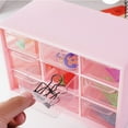 thumbnail image 5 of Desktop Plastic Organizer,Drawer Storage Box with 9 Mini Drawers,Drawer Storage Case,Office Supplies Storage Box,Small Items Organizer for Hairpin/Stickers/Handmade Accessories Storage Case,Pink, 5 of 7