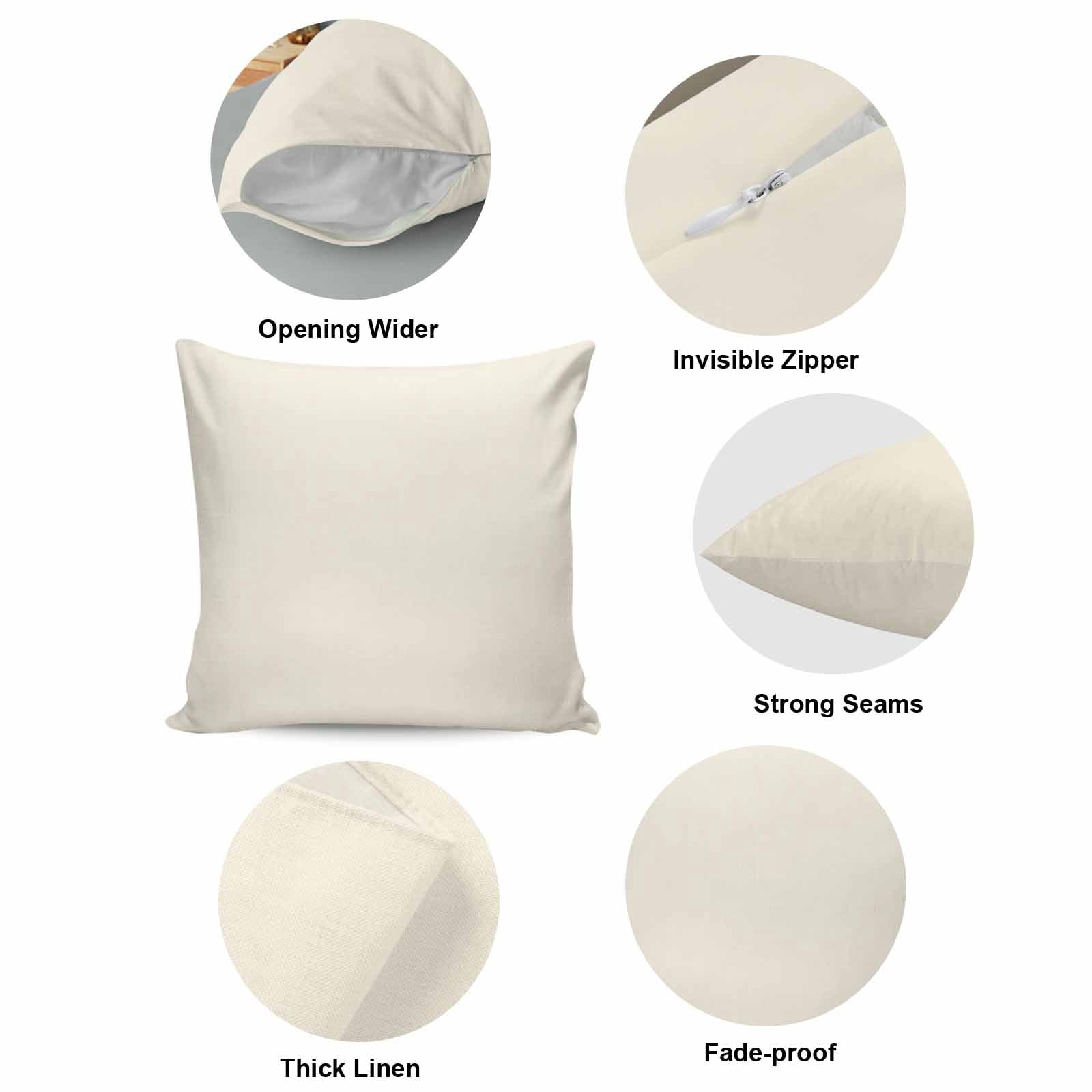 Cream Pillow Covers 24x24 Inch, Farmhouse Solid Beige Color Modern Art Linen Pillowcase with Invisible Zipper, Decorative Throw Pillow Covers Cushion Case for Couch Sofa Bed Living Room