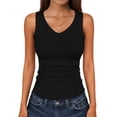 thumbnail image 2 of Womens Sleeveless V Neck Ribbed Knit Tank Tops Summer Slim Fitted Casual Tee Shirts Basic Top 2026, 2 of 7