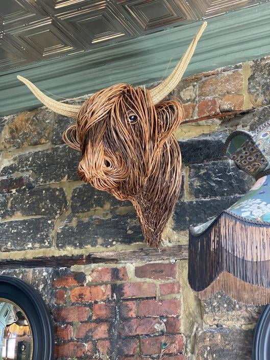 Highland Cow Decor, Resin Highland Cow Head Wall Mounted Decorations, Cute Highland Cow Decor, Bull Head Wall Decor Wall Art, Animal Heads Wall Sculptures Decor Gifts