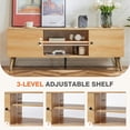 thumbnail image 6 of EDX Retro-Modern TV Stand, Mid-Century Media Console with Soft-Close Cabinets & Adjustable Shelves, Engineered Wood TV Cabinet for 50-65 Inch TVs, Natural, 6 of 8