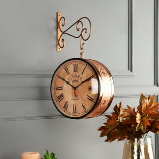 Earth Worth Indoor/Outdoor Copper 18 Wall Clock with Waterproof Thermometer and Hygrometer, Brown