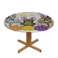 thumbnail image 3 of WERPE Happy Easter Peeps Decor Easter Bunny Washable for Home Kitchen Outdoor Decoration Round Tablecloth White, 3 of 7