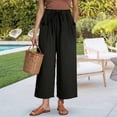 thumbnail image 2 of Pantalones holgados hasta los tobillos con nueve lazos en la cintura para mujer, moda primavera/verano, color liso, fácil cuidado, 2 of 7