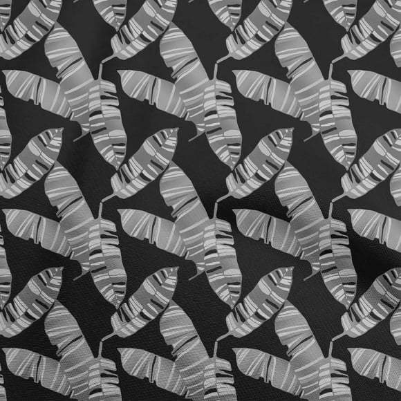 oneOone Polyester Spandex Gray Fabric Leaves Fabric For Sewing Printed Craft Fabric By The Yard 56 Inch Wide-aA