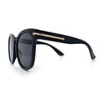 thumbnail image 6 of Womens XL Oversized High Temple Horn Rim Plastic Sunglasses All Black, 6 of 8