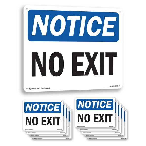 No Exit OSHA Notice Aluminum Sign 14 Inch x 10 Inch - 10 Pack