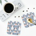 thumbnail image 4 of Zufioo Happy Snowmen Snowfall Print Leather Coaster Set, Decorative PVC Coasters 4-pack - Scald and Stain-resistant, Suitable for Home, Cafes, Restaurants-Square, 4 of 6