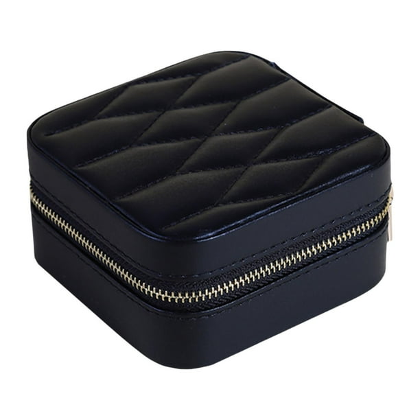 Caja de joyería de viaje, estuche de almacenamiento, contenedor, caja de almacenamiento de joyería, organizador de joyería, exhibición para pulseras, Negro