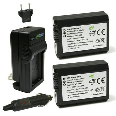 Replacement for Sony ZV-E10 Battery (2-Pack, 1300mAh) and Charger