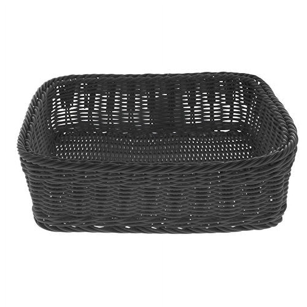 HUBERT Wicker Storage Basket, Black - 14"L x 12 3/4"W x 4"H