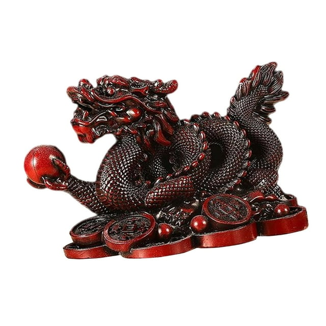 Figuras de dragón chino tradicional, estatuas coleccionables, arte de buena suerte, exquisito rojo grande