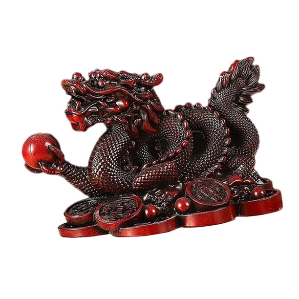 Estatua de dragón chino, buena suerte, coleccionables, exquisitas decoraciones de resina para rojo grande