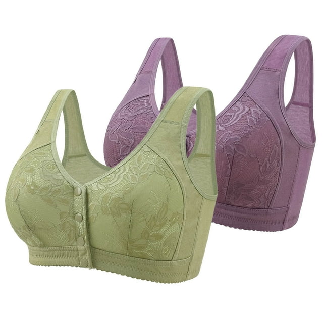 biudgviw Front Closure Bras for Women 2 Pc Wireless Push up Full Coverage Plus Size Bras Supportive Everyday Bralettes