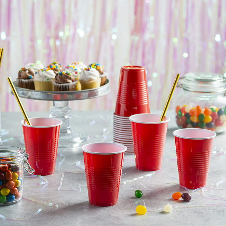 [50 Pack] 9 oz. Disposable Party Plastic Cups - Red Drinking Cups