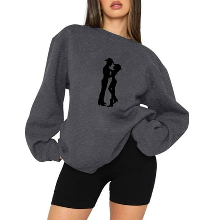 

Juebong Women s Valentine s Day Raglan Pullover Sweater Crewneck Heart Letter Sweatshirt Cricket Boyfriend Blouses Tops for Leggings Gray shirts for women M
